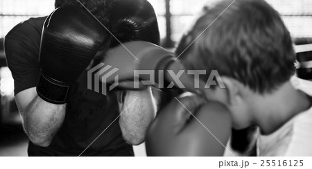 Boy Training Boxing Exercise Movement Concept 25516125