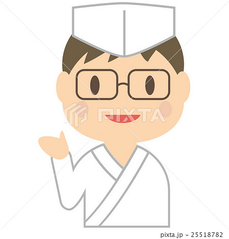 板前さん 日本食の料理人 眼鏡の男性 案内のイラスト素材