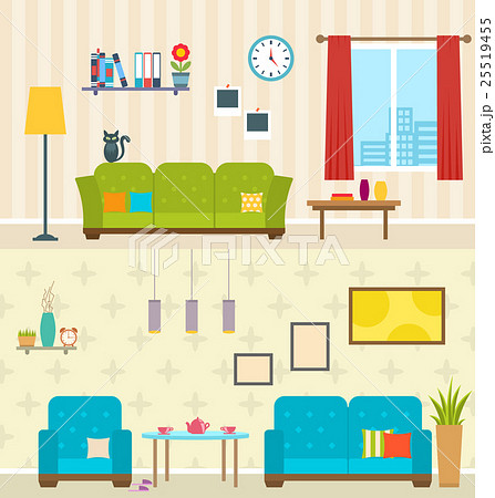 Set of Interiors of Living Rooms. Decoration of Set of Interiors of Living Rooms. Decoration of 25519455