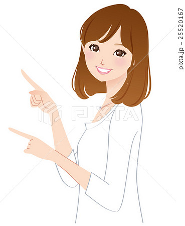 指差し 若い女性 ポーズのイラスト素材