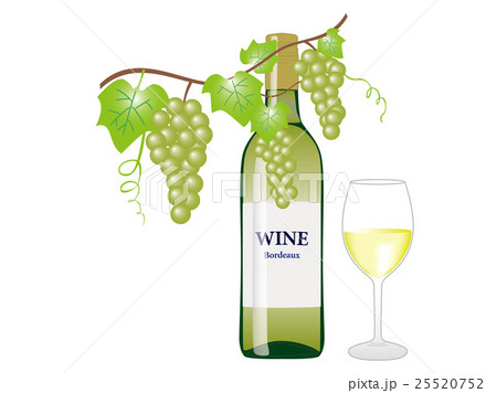 白ワインと葡萄のイラスト素材
