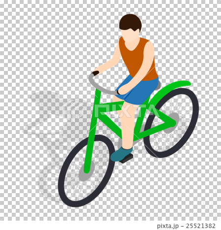 Cyclist riding a bike icon, isometric 3d style Cyclist riding a bike icon, isometric 3d style 25521382
