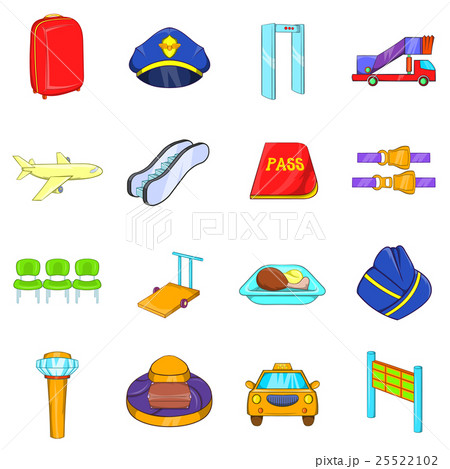 Airport icons set, cartoon style Airport icons set, cartoon style 25522102