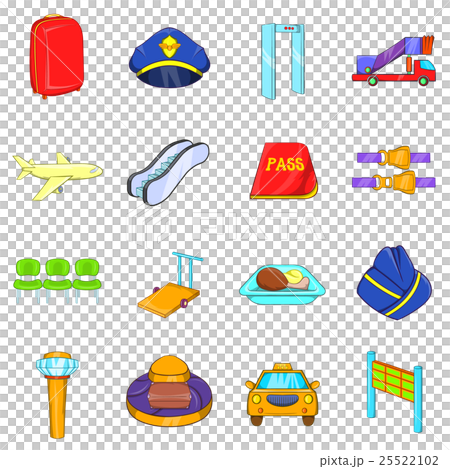 Airport icons set, cartoon style Airport icons set, cartoon style 25522102