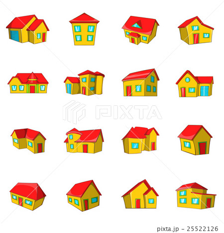 Town house cottage set, cartoon style 25522126