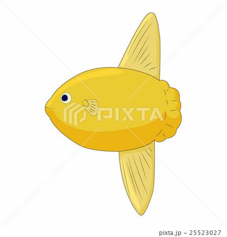 Small yellow fish icon in cartoon style 25523027