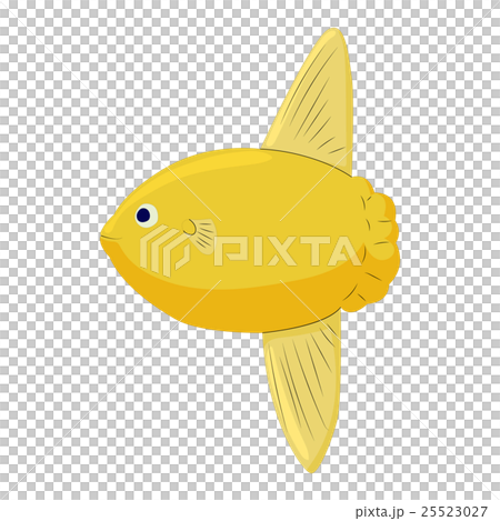 Small yellow fish icon in cartoon style 25523027