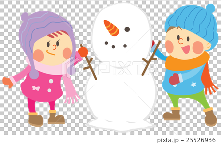 雪だるまを作る子ども 雪だるまを作る子ども 25526936