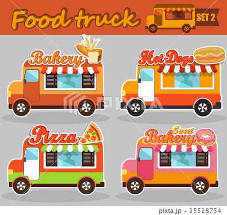 Set of vector illustrations food truck. 25528754