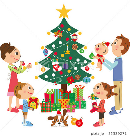 クリスマスツリーに飾り付けのイラスト素材 25529271 Pixta