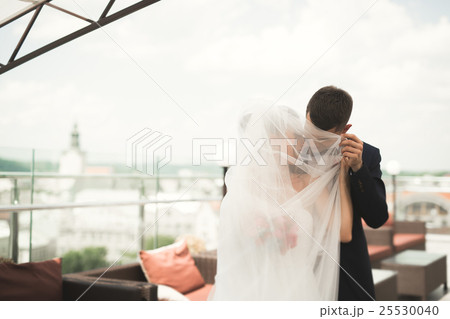 Beautiful couple, bride and groom posing on 25530040