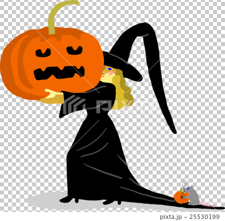 Halloween witch, carrying pumpkin and small mouse Halloween witch, carrying pumpkin and small mouse 25530199