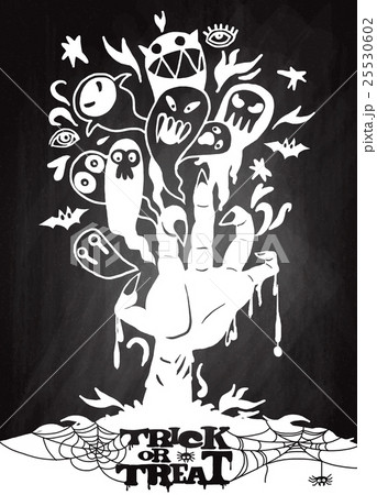 Halloween background with zombie hand and ghost Halloween background with zombie hand and ghost 25530602