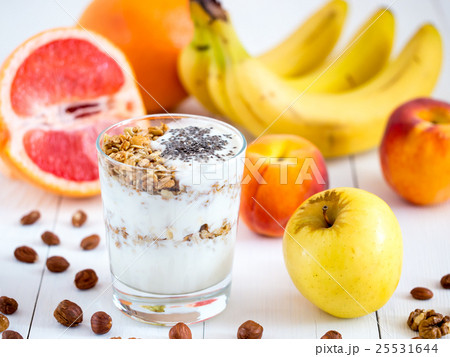 yogurt, with fresh fruits and nuts yogurt, with fresh fruits and nuts 25531644