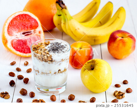 yogurt, with fresh fruits and nuts yogurt, with fresh fruits and nuts 25531645