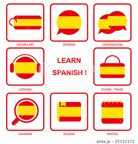 スペイン語学習 アイコンセットのイラスト素材