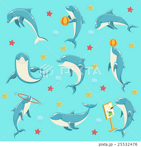 Bottlenose Dolphin Performing Tricks Set Ofのイラスト素材 25532476 Pixta