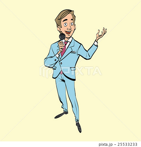 broadcaster, journalist or singer with microphone 25533233