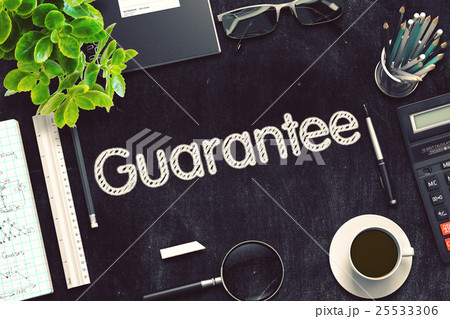 Guarantee Handwritten on Black Chalkboard. 3D 25533306