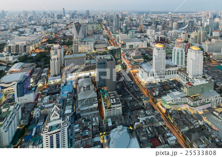 Top view Bangkok city downtown aerial view 25533808