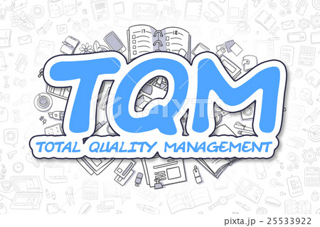 TQM - Doodle Blue Inscription. Business Concept. 25533922