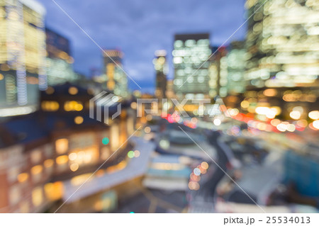 Blurred lights Tokyo city office building 25534013