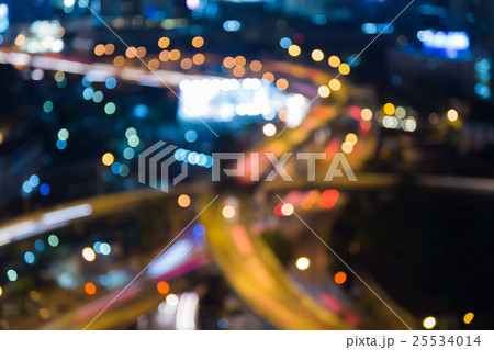 Blurred bokeh lights city road night view 25534014