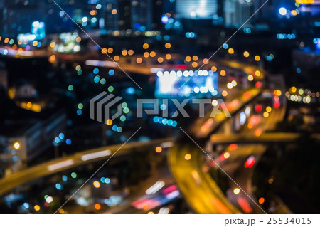 Blurred lights bokeh highway interchanged  25534015