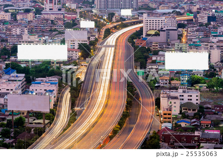 Aerial view long exposure highway 25535063