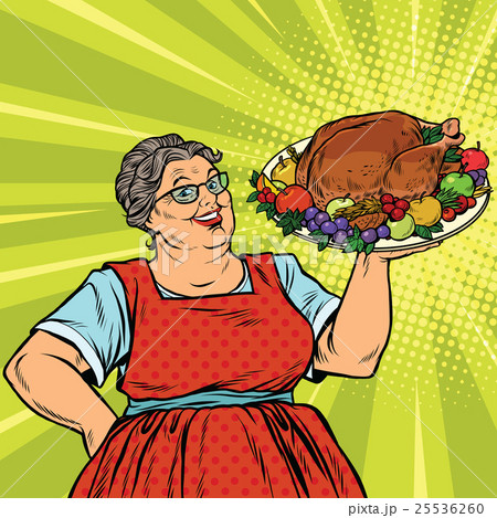 Grandma with a Christmas or Thanksgiving roast Grandma with a Christmas or Thanksgiving roast 25536260
