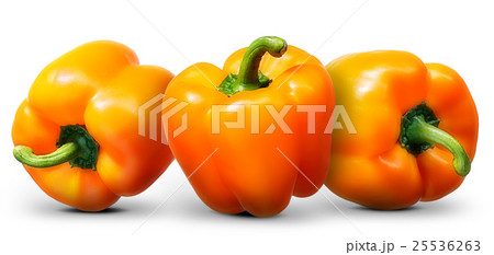 Group of orange pepper isolated on white Group of orange pepper isolated on white 25536263