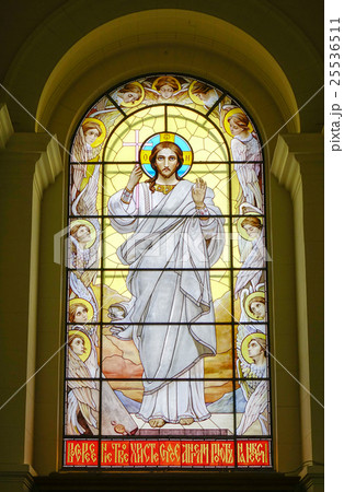 Painted glasses of Jesus in church Painted glasses of Jesus in church 25536511