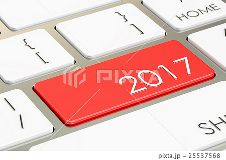 2017 button on the keyboard, 3D rendering 2017 button on the keyboard, 3D rendering 25537568