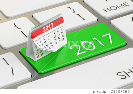 2017 calendar button on the keyboard, 3D rendering 2017 calendar button on the keyboard, 3D rendering 25537569