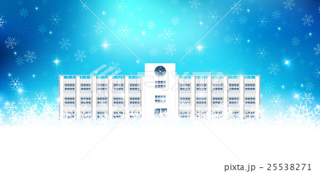 学校 クリスマス 雪 背景 のイラスト素材