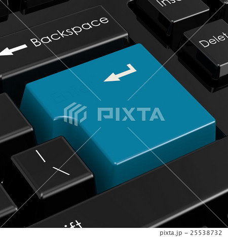 Blue enter button in black keyboard Blue enter button in black keyboard 25538732