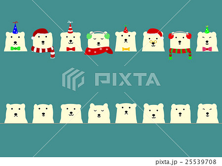 かわいいシロクマのボーダーのセット かわいいシロクマのボーダーのセット 25539708