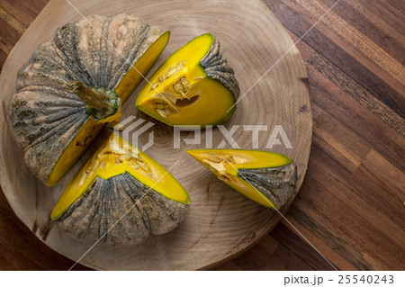Pumpkin pices on wooden cutting board Pumpkin pices on wooden cutting board 25540243