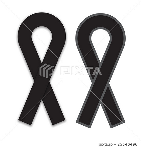 black ribbon mourning and melanoma symbol 25540496