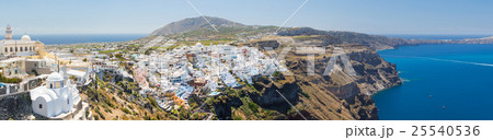 Panoramic view of the town of Thira, Santorini Panoramic view of the town of Thira, Santorini 25540536