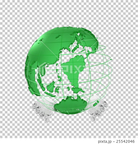 雙手玻璃風輕輕地支撐著綠色的地球，帶來透明感。這是一種從全球視角俯視和支持世界的印象 25542046