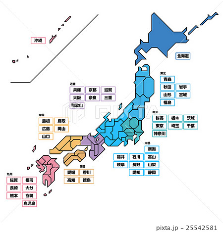 シンプルな日本略地図 05のイラスト素材 25542581 Pixta