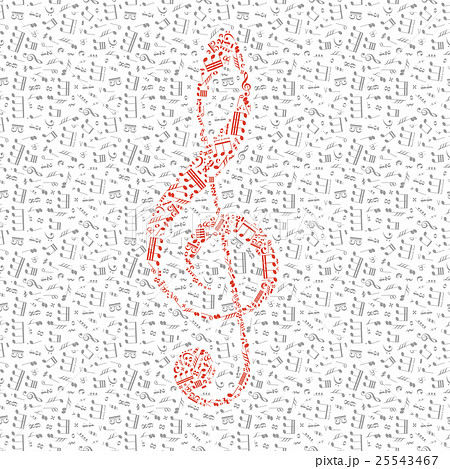 Red treble clef sign made up from music notes Red treble clef sign made up from music notes 25543467