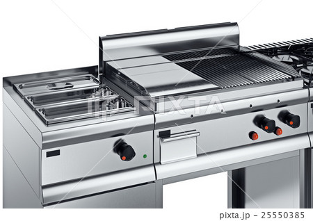 Kitchen equipment chrome, close view 25550385