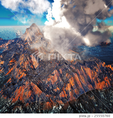 Smoking caldera of the volcano 3d rendering Smoking caldera of the volcano 3d rendering 25550760