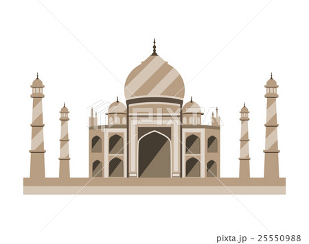 Taj Mahal Flat Style Ancient Palace In India のイラスト素材