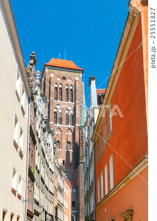 Gdansk. Old medieval street with colored facades. Gdansk. Old medieval street with colored facades. 25551827