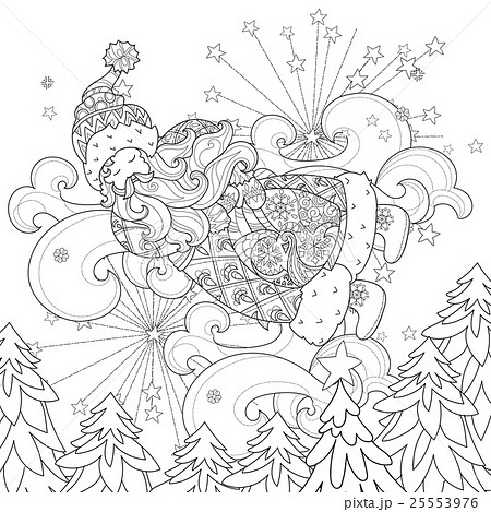 Vector cute christmas fairy tale town doodle. 25553976