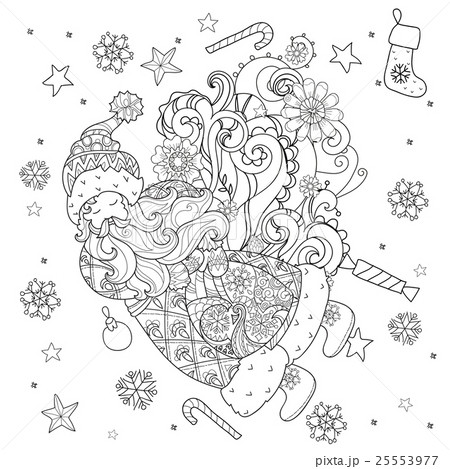 Vector cute christmas fairy tale town doodle. 25553977