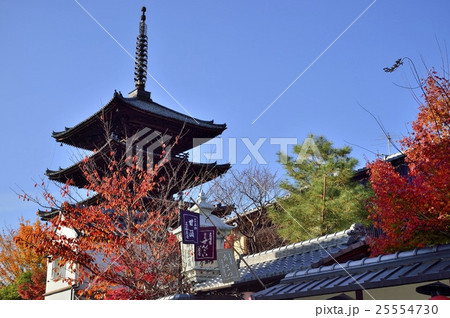 八坂の塔　八坂通り　秋　紅葉　京都 25554730